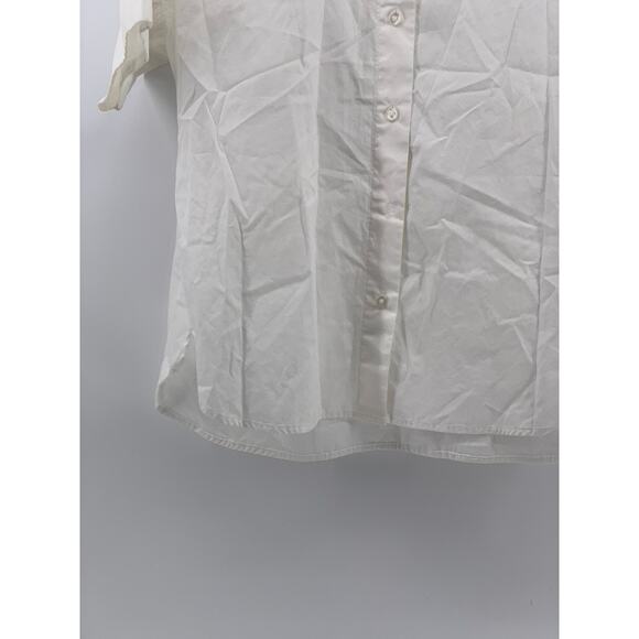 CALVIN KLEIN Women’s White Solid Button-Up Short Sleeve Oversized Top SZ XS - Picture 6 of 9